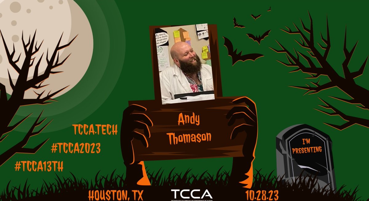 Excited to announce that I'm a presenter at the TCCA Conference in Houston this October!! Can't wait to teach teachers about #AugmentedReality in secondary classrooms! I've got a few spooky tricks up my sleeve... 🎃👻🧟‍♂️ Registration is open now!! #TCCA2023 #TCCA13TH
