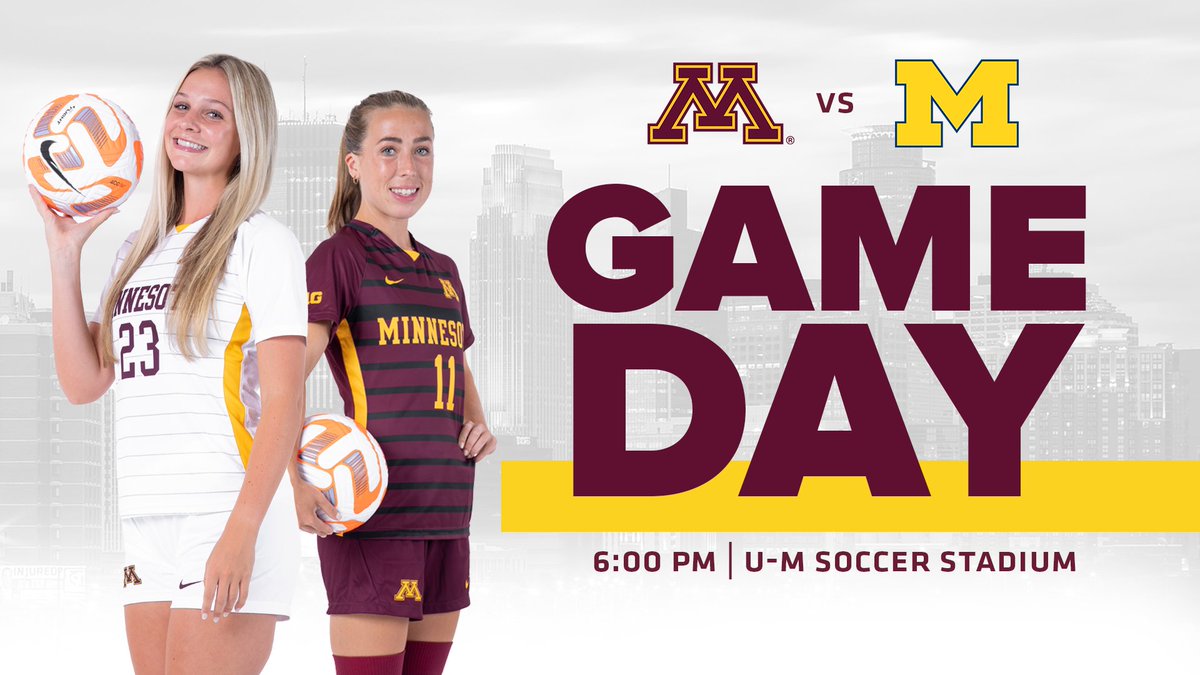 GopherSoccer's tweet photo. You know what day it is...? 𝐆𝐀𝐌𝐄𝐃𝐀𝐘!

🆚 No. 19 @umichwsoccer
🕕 6 p.m. CT
📍 U-M Soccer Stadium
📺 https://t.co/HD52iocON2
📊 https://t.co/Do6aBBeLZT

#ThisIsHome | #Gophers〽️ https://t.co/iM0b9h7UnD