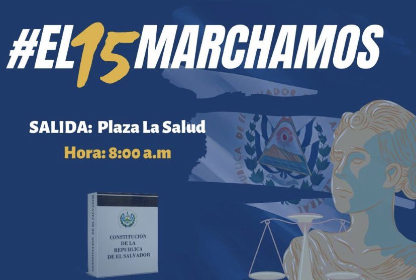 tonyduransv's tweet photo. Los jueces independientes invitamos a la marcha para conmemorar el 202 aniversario de nuestra independencia, en defensa de la Cn, el Edo. de Dcho., la separación de poderes, el debido proceso, los DDHH,  contra el Régimen de Excepción y la Reelección presidencial.
#El15Marchamos https://t.co/hzChjmlqIZ
