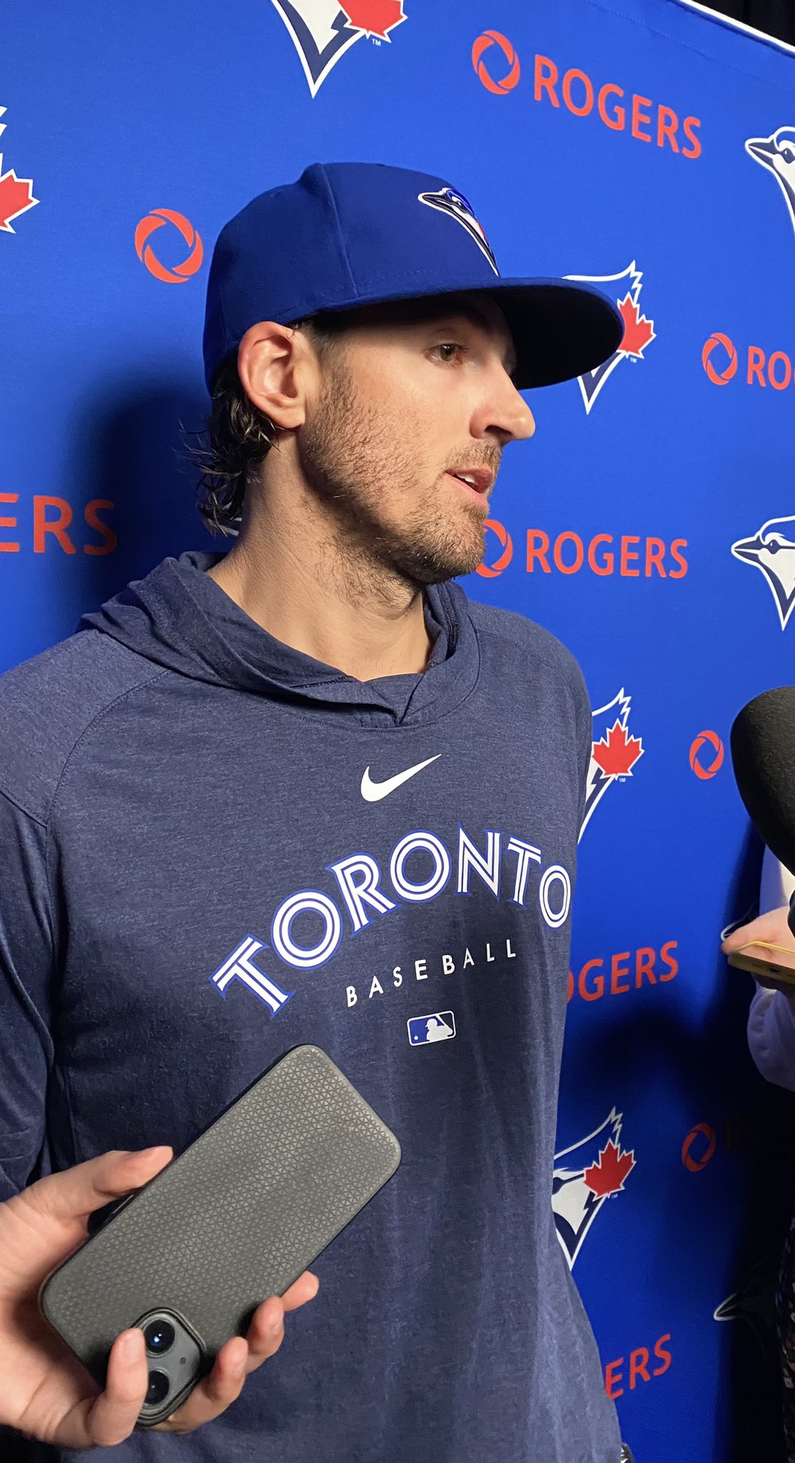 Hazel Mae on X: Kevin Gausman was joined by wife, Taylor, as he's formally  introduced as a #BlueJays “I'm hoping to end my career in the same place  where it started.” Gausman