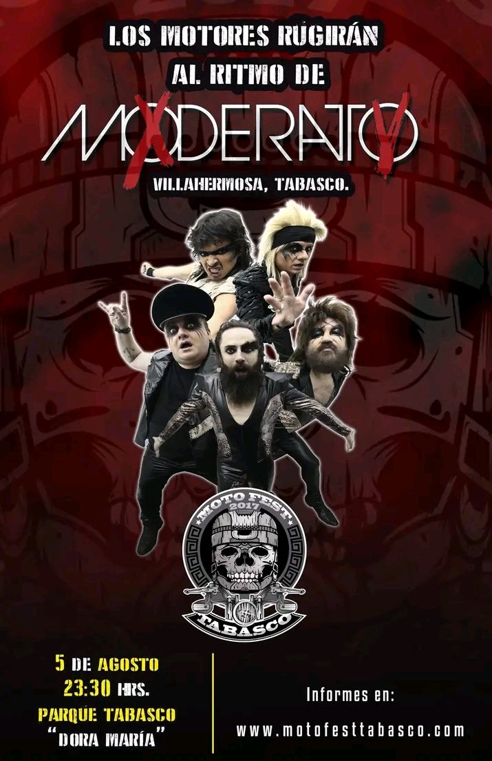 Drackers_Mx's tweet photo. Moderatto regresa al edén después de 6 años 
La banda que ya anunció su final. 
estuvo en el #motofest #Tabasco 2017 
Ahora estarán tocando en la plaza de armas 
Después del #GritoDeIndependencia

#Villahermosa https://t.co/57iY4w2Uz1