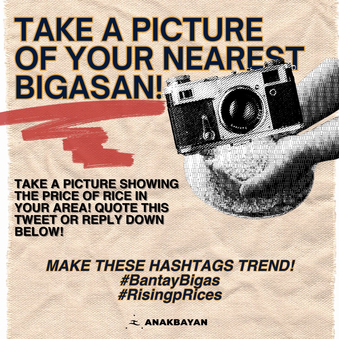 anakbayan_ph's tweet photo. To show the ineffectivity of the price ceiling, which only puts the livelihoods of farmers at a worse state by driving down the farmgate prices, let's take a picture of our nearest bigasan showing the actual price of rice!

MAKE THESE HASHTAGS TREND:
#BantayBigas
#RisingpRices https://t.co/8I4qyHUFMZ