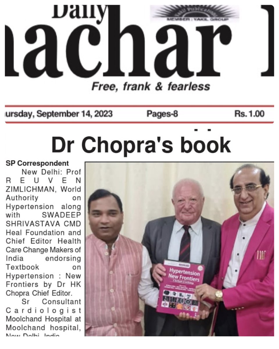 SWADEEP's tweet photo. Two #Global #Medical #Cardiology #stalwarts #Academics Meet at #NewDelhi
Dr HK Chopra, India’s leading #Cardiologist &amp; Global Cardiologist  #Israel Prof REUVEN ZIMLICKMAN  , Chief of Medicine &amp; #Hypertension Institute, The E. Wolfson Medical Centre @healfoundation1 https://t.co/KvHo1i05Te