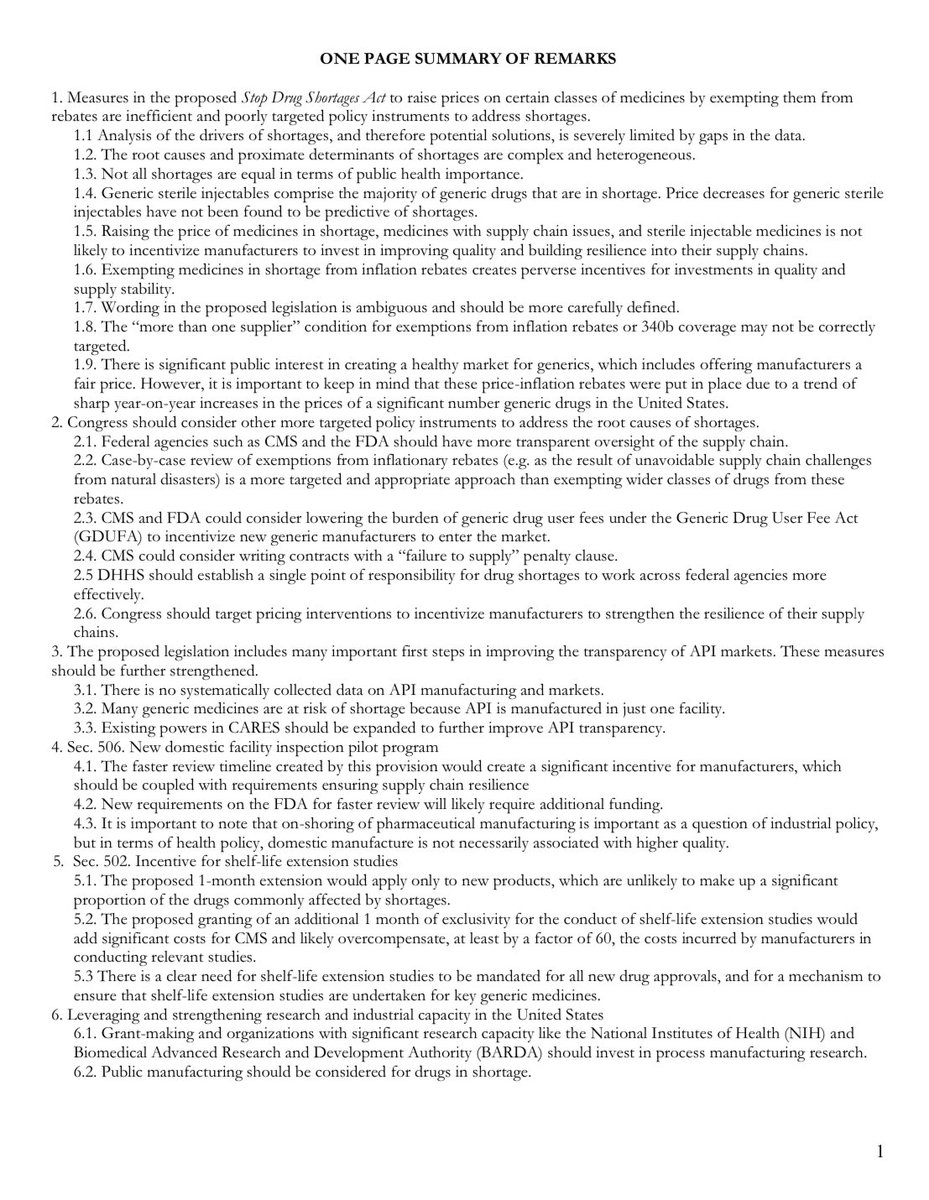 @Yale_CRRIT gained another brilliant mind when hiring @mellabarb - if you're a staffer, this executive summary is the crème de la crème cheat sheet for evidence based talking points and policy options to address drug shortages (meaningfully).