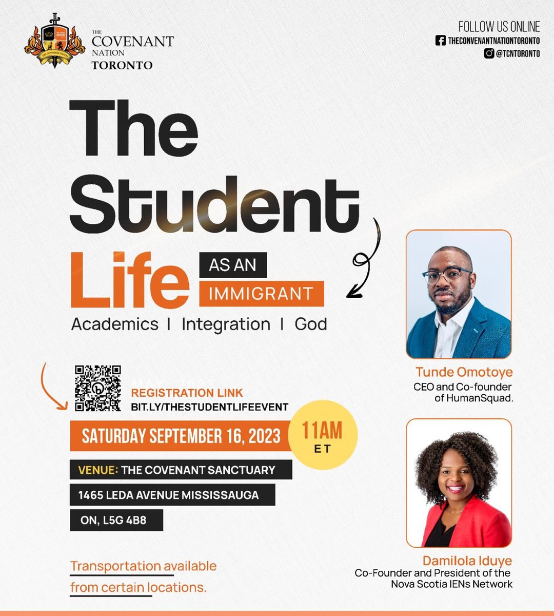 DamilolaIduye's tweet photo. I’m excited to share my career journey at The Covenant Nation Toronto this Saturday.
Register at https://t.co/OkCbjD0f7n… #TheStudentLife
#Academics #Integration #God https://t.co/8Oi4ihVysc