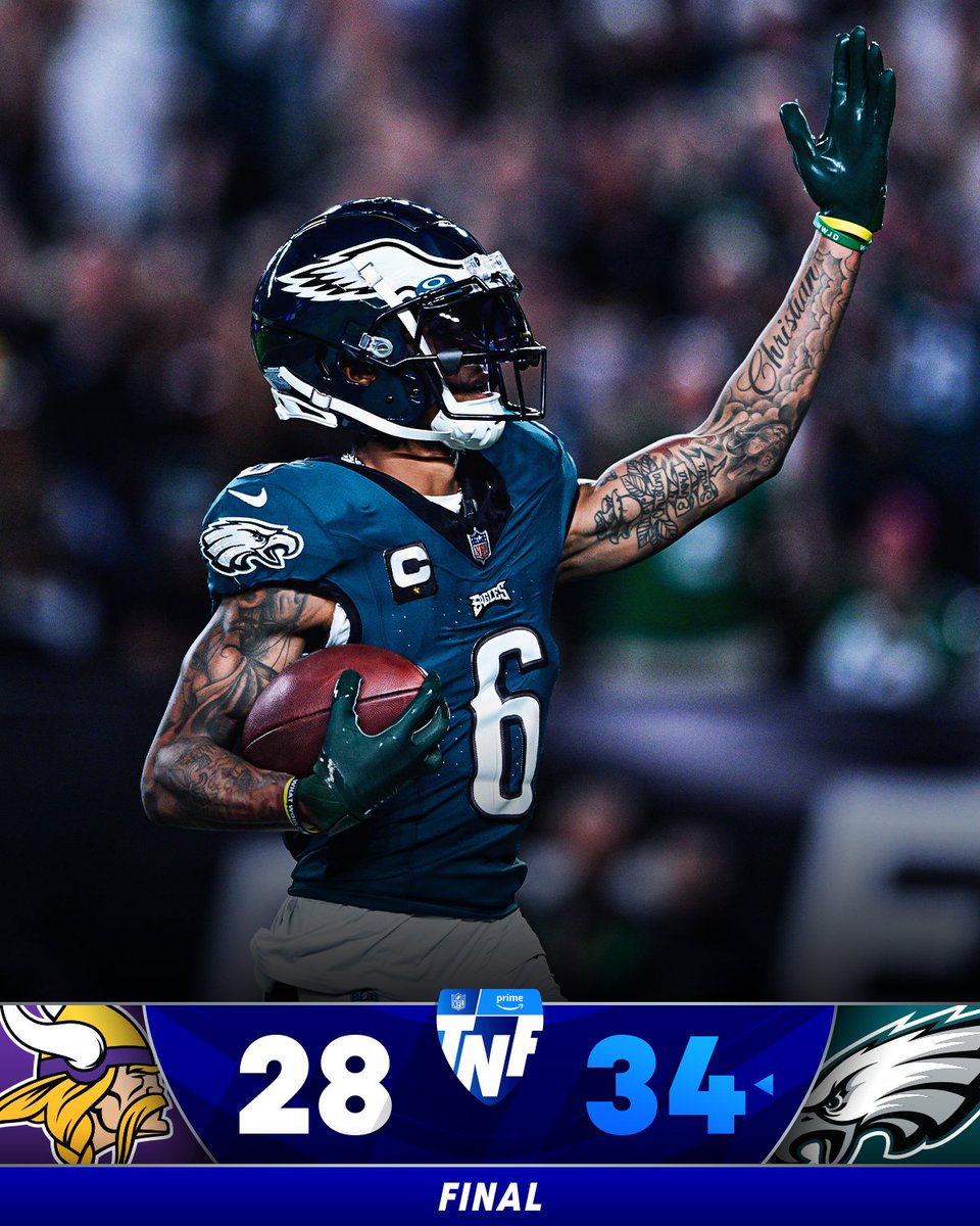 NFL's tweet photo. FINAL: The @Eagles tack on another W in Week 2. #MINvsPHI https://t.co/gtV9ObgNnI