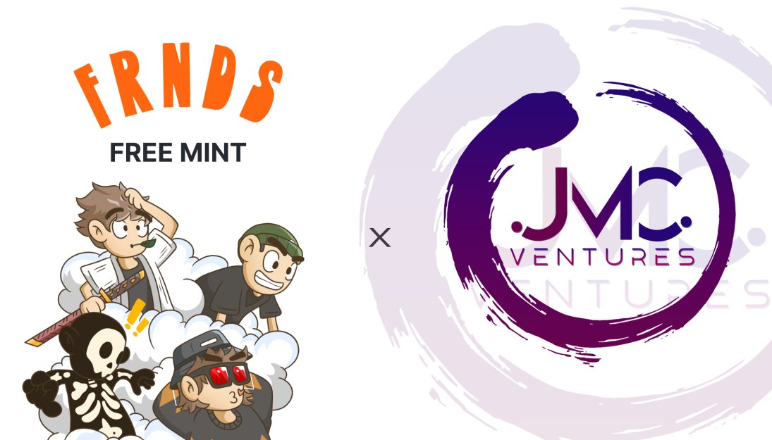 jmcventures's tweet photo. FRNDS x JMC Ventures 50 OG Spots Giveaway!🥳

To join:
✅Follow @FRNDS_NFT @jmcventures @nyeffz 
✅Like, RT &amp; tag 2 friends
✅Join FRNDS Discord: https://t.co/5mvKIvjAtc 

To claim:
🎁Drop your Discord username here or tag Nyepi in Discord

We will manually award your OG role. https://t.co/wWLUKCrdDZ