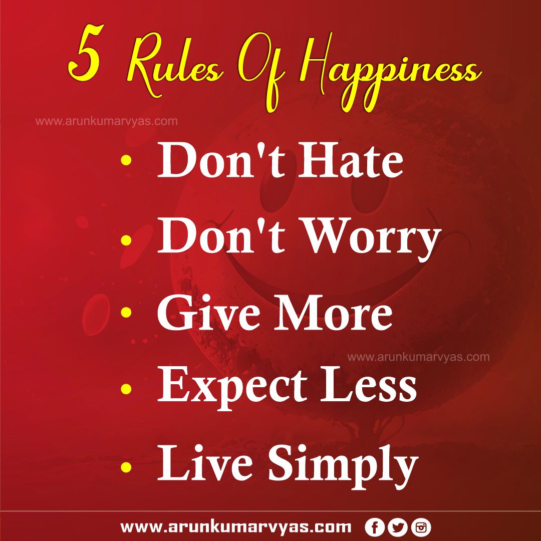 Arunastrology's tweet photo. 5 Rules Of Happiness😊
.
.
.
#arunkumarvyas #vyascard #astrology #aries #taurus #gemini #cancer #leo #virgo #libra #scorpio #sagittarius #capricorn #aquarius #pisces #zodiacsigns #astrologypost #astrologysigns #hate #worry #givemore #expectless #livesimply #good #morning https://t.co/HQufzqURXd