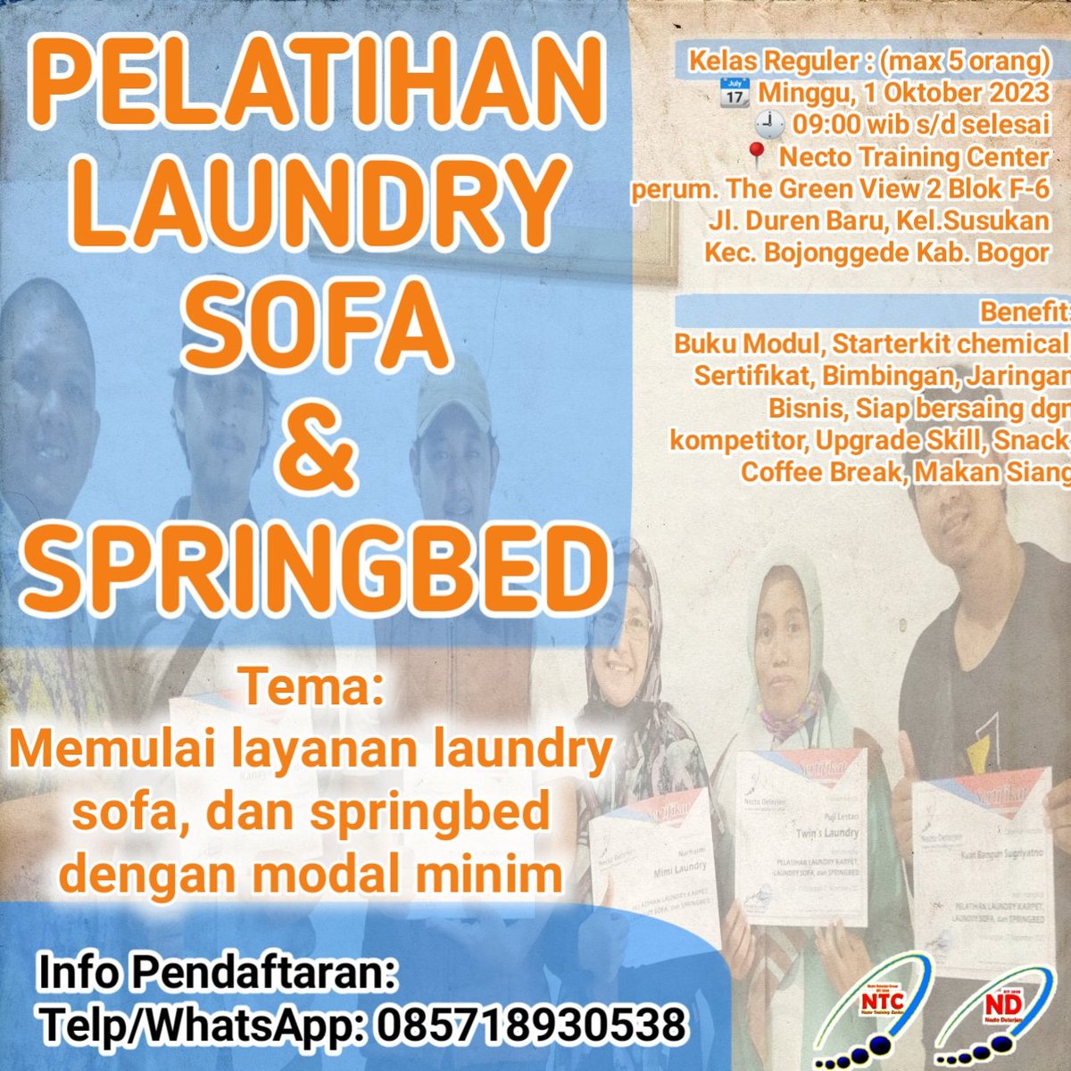 NectoDeterjen's tweet image. Special Training for Special Laundry

Info pendaftaran silahkan hubungi WhatsApp kami wa.me/6285718930538

#laundry #laundrysofa #laundryspringbed #laundrysofadanspringbed #traininglaundry #traininglaundrysofadanspringbed