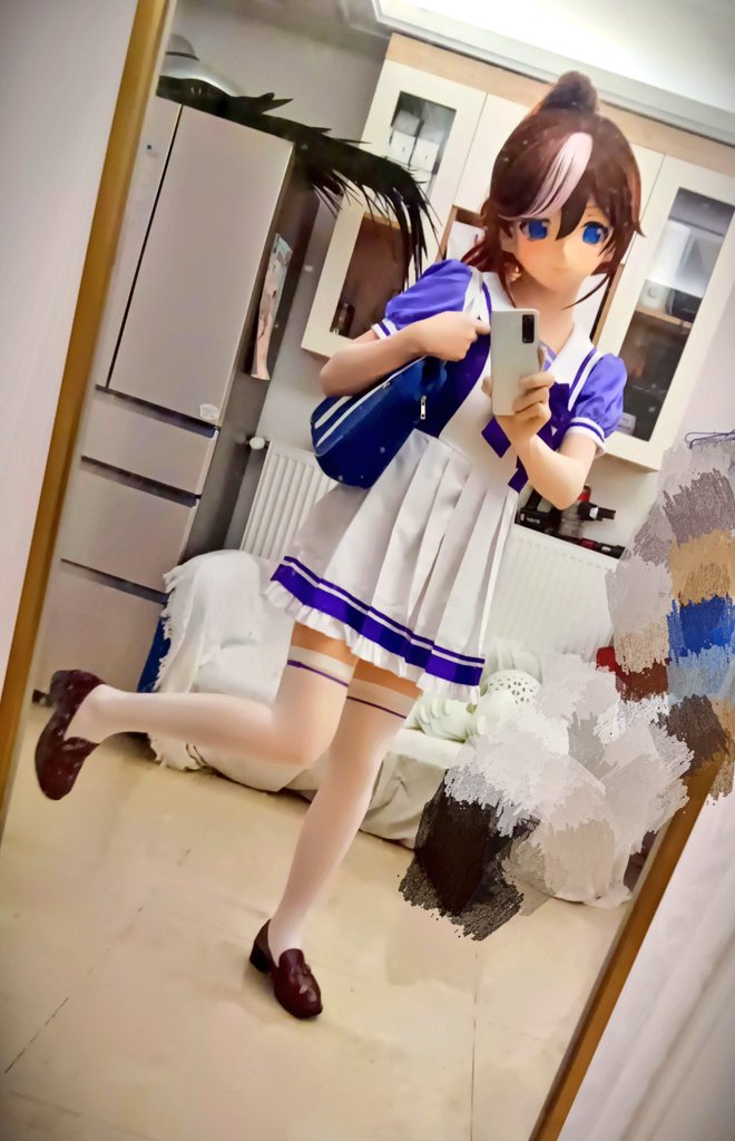 Misaka93222766's tweet image. 之前做过一个投票，帝皇还是铃鹿，帝皇胜了，现在她来了～随便来两张
#kigurumi #赛马娘 #东海帝皇