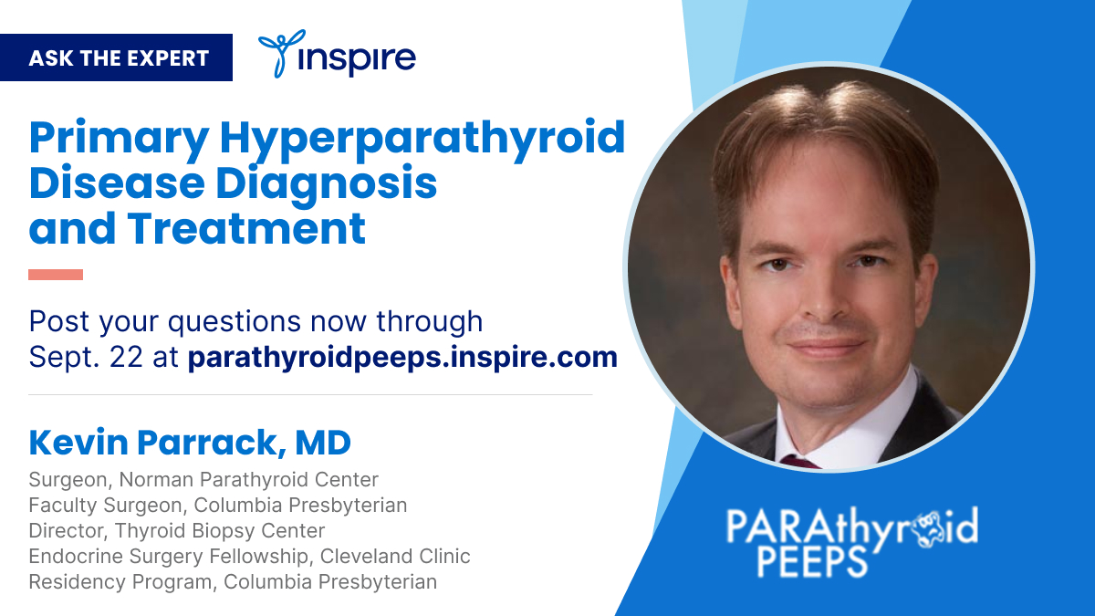parathyroidpeep's tweet photo. Hosting Ask The Expert Q &amp; A with Dr. Parrack on @InspireIsHealth, a safe, monitored, well-respected support group platform for multiple health conditions. Join through link: https://t.co/Vl45lkuf7t https://t.co/VYgzp5iXcb