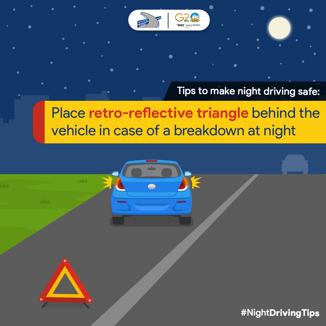 CYBTRAFFIC's tweet photo. బ్రేక్ డౌన్ అయిన వాహనాల వెనుక Retro reflective triangle పెట్టండి. సురక్షితంగా ఉండండి.
#RoadSafety https://t.co/ET40m8ATNh