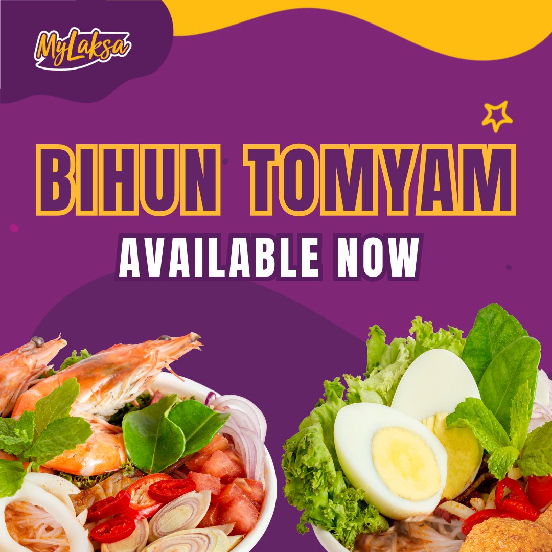 mylaksamy's tweet image. A Perfect Pair! ✨

Introducing Tomyam Soup + Bihun = The Perfect Pair You've Been Craving For! 🍜🌶️

Why wait? Try it today! 💜💛

*Available at all MyLaksa outlets nationwide. 

#MyLaksa #TasteOfUnity #BihunTomyam