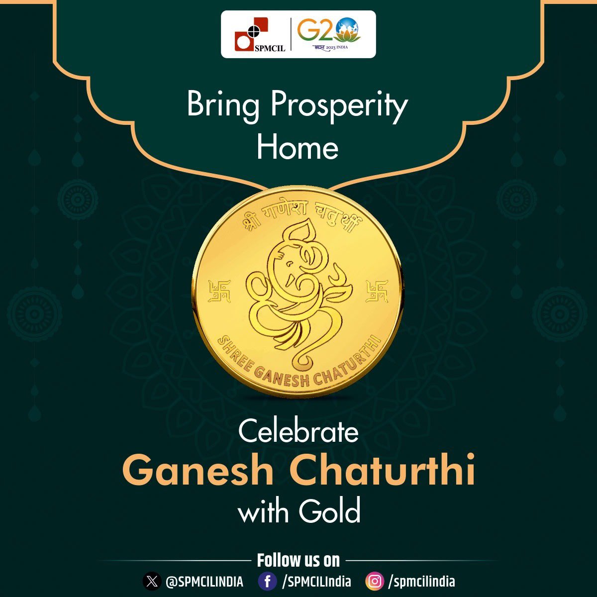 SPMCILINDIA's tweet photo. Capturing Blessings, Cherishing Moments: Ganesh Chaturthi Gold Coin.
Buy Ganesh Chaturthi gold Coins from India Government Mint - https://t.co/tC4BK7myIi
#GaneshChaturthiGold #GoldenBlessings #ProsperityAtHome #DivineGanesh #ShineBright #FestivalOfGold #GaneshUtsav #Goldencoin https://t.co/La7sxYWJTJ