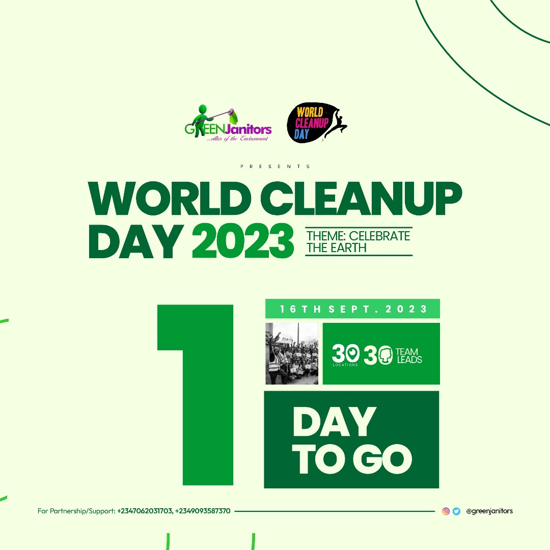 greenjanitors's tweet photo. In less than 24 hours, 30 Greenjanitor  team leads will be leading volunteers from 30 locations in commemoration of World Cleanup Day 2023 in Nigeria. 

We are excited that beyond registering our footprint on the environment,  we are also raising change makers.
@LetsDoItWorld https://t.co/XiTplJZs05