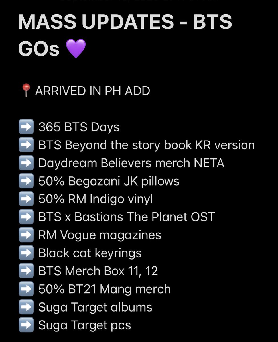 micasazzUD's tweet photo. 🔔 MASS UPDATE AS OF 9/15

FOR MY BTS GO CUSTOMERS

I will not entertain any questions/DMs for orders included on what’s already posted. Please make reading a habit. Thank you 💜

#micasazzUD https://t.co/ANwwoIrqav