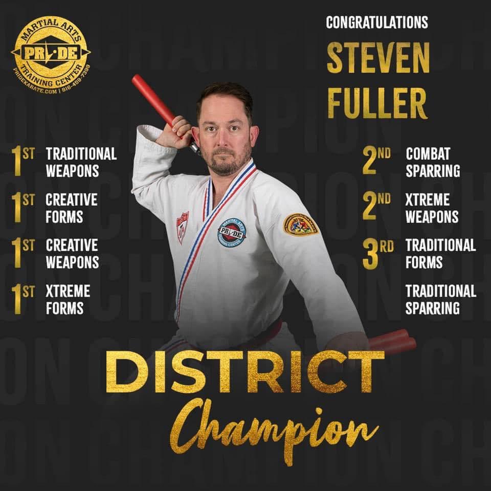 srfuller's tweet photo. @sasscarpone This was announced today by our school. This weekend I will enter my first regional tournament as a black belt. At 43. https://t.co/HNyV2FPCwm