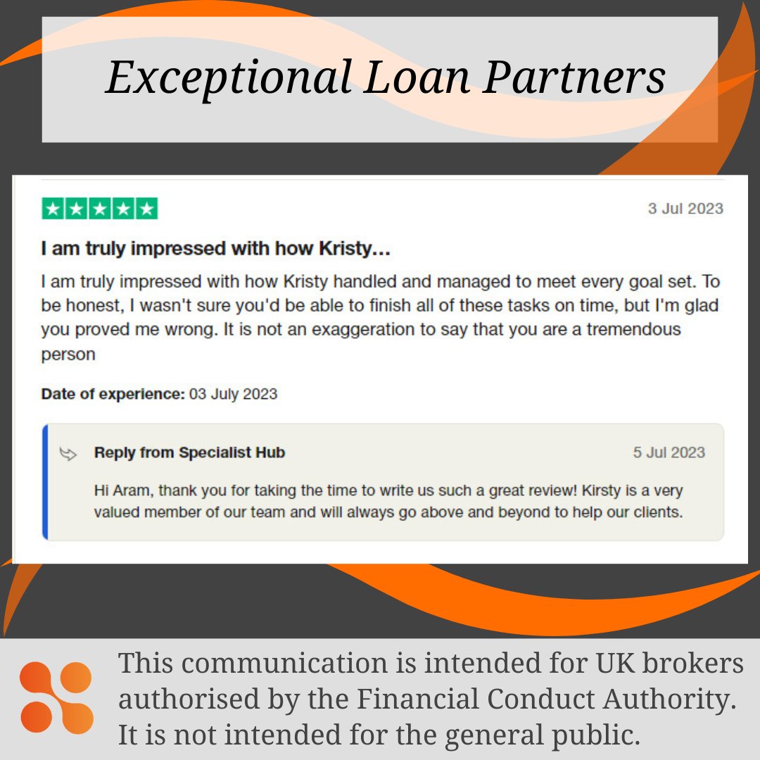It's another exceptional review for Specialist Hub and our Loan Partner Kirsty ⭐

#trustpilot #trustpilotreview #fivestars #specialistlending #loanpartners #customerservice #firstclassservice