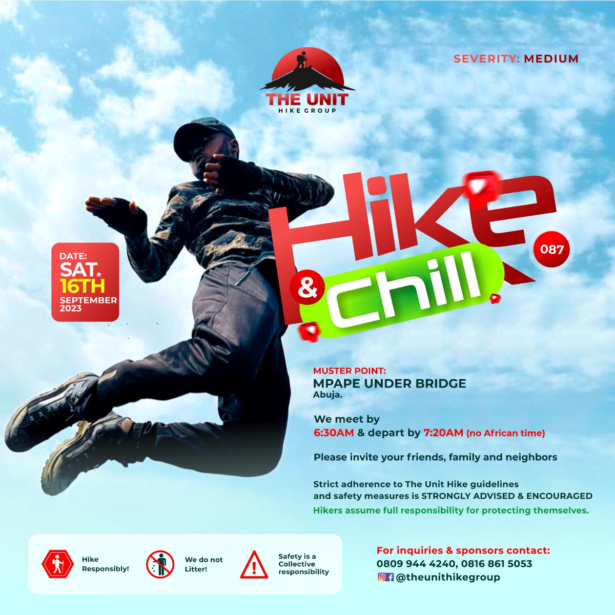 Unithikegroup's tweet photo. "Join #TheUnitHike on 16/9 at MPAPE UNDER BRIDGE, 6:30am. Embrace nature, our home. No African time๐๐ฝ. Medium severity. Bring a friend, hike safely, and leave no trace! ๐ณ Inquiries: 08099444240,08168615053. #Nature #Abujahikers #AdventureLovers #WeDoNotLitter #AWayOfLife" https://t.co/E7JFdk0USy