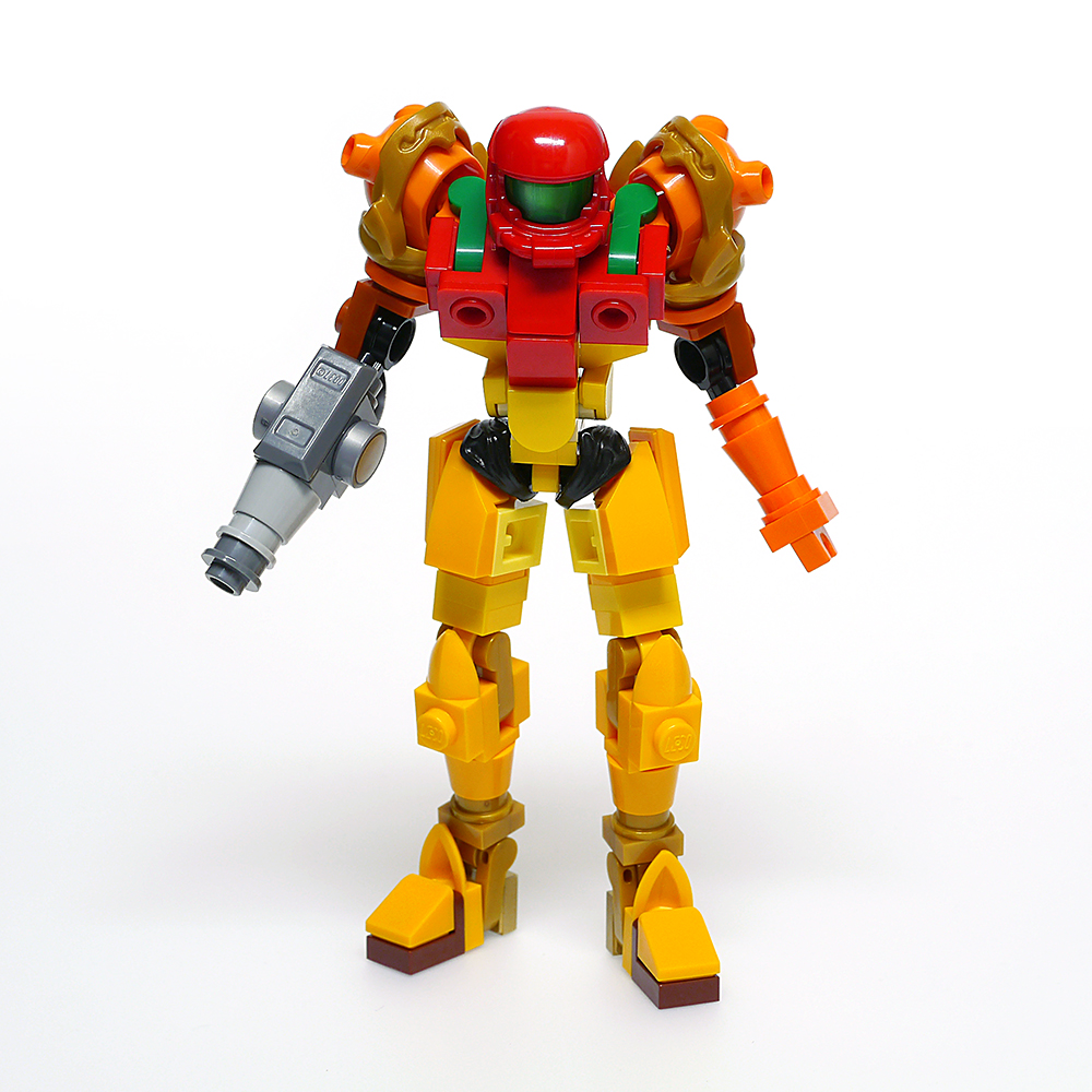 LEGOでメトロイドの #サムス を作りました。肩にツノ付きのヘルメット
