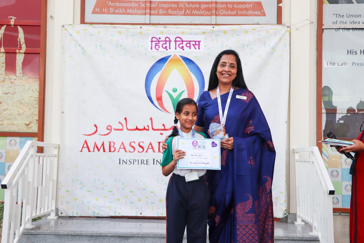 AmbassadorDXB's tweet photo. “Hindi is the soul of our nation, the bridge between diverse communities. Hindi is not just a language, it’s a way of expressing our culture and heritage.”
@KHDA @edarabia 
#ambassadorschooldubai
#ambassadorschooldubaistudentexcellence
#HindiDiwas
#CGIdubai https://t.co/zTT0SbI9TX