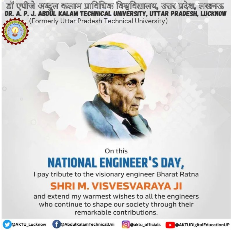 AKTU_Lucknow's tweet photo. Happy #EngineersDay2023 https://t.co/3MfFUJtZBD