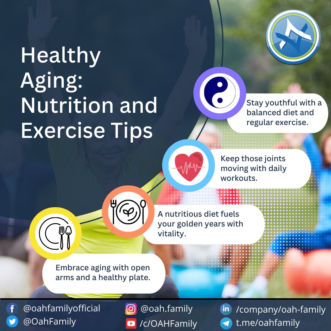 OahFamily's tweet photo. Healthy Aging: Nutrition and Exercise Tips

Healthy aging with OAH Family!

#HealthyAging #ActiveSeniors #SeniorWellness #ElderlyFitness #AgeWithGrace #FitSeniors #NutritionForSeniors #HealthyEating #AgingGracefully #WellnessJourney #oahcoin #oahfamily https://t.co/PSdv6HB6FJ