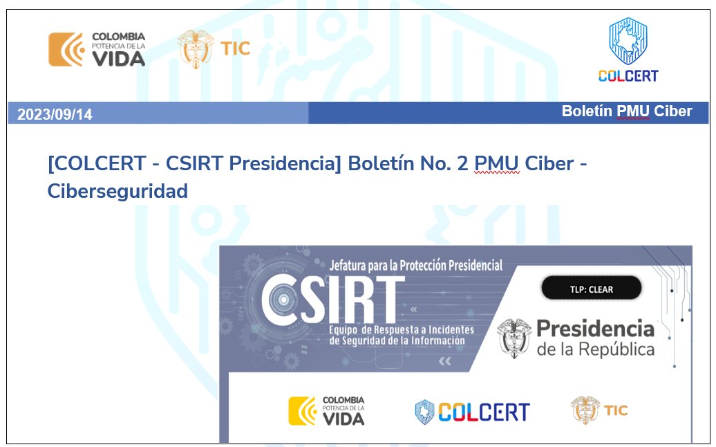 colCERT's tweet image. 📢  Actividades de seguimiento incidente #SeguridDigital @IFXNetworks,  el @COLCERT junto con @infopresidencia publican Boletín No. 2.
👉 Leer Boletín: colcert.gov.co/800/w3-article…