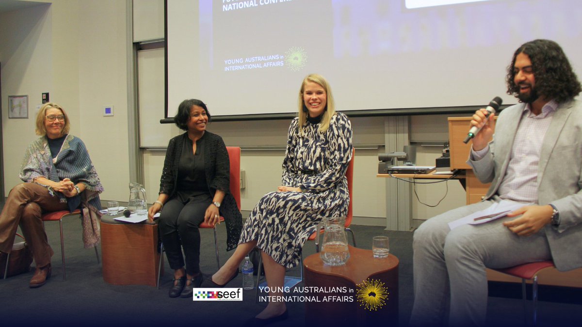 YoungAustIntAff's tweet photo. For our second #Future23 panel we delved into the realm of #diplomacy and were inspired to deepen our engagement with day-to-day #foreignpolicy.
β¨ Thank you to @DKambAUS Ambassador for Denmark, @binadcosta from @ANUBellSchool, and Emma Roberts from @DFAT for joining us today! https://t.co/KiFmJFcN6R