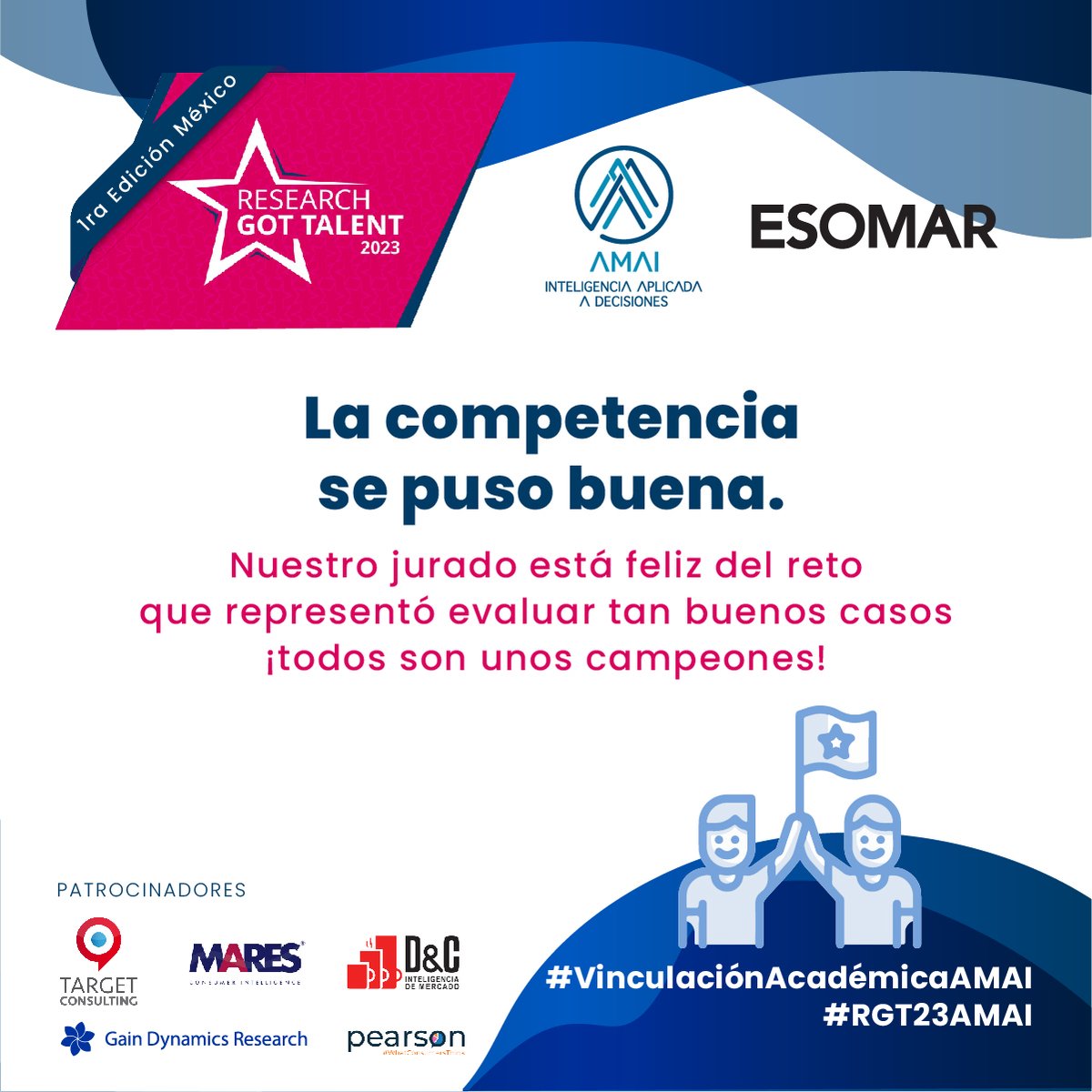 AmaiMexico's tweet photo. ¡Hoy es el día! El jurado definirá a los ganadores del concurso #RGT23AMAI de @ESOMAR y AMAI.
Patrocinadores: @targetconsult_ @MARES_CI @DatosyCafev @PearsonOficial y Gain Dynamics
#VinculaciónAcadémicaAMAI https://t.co/raasGUPzJM