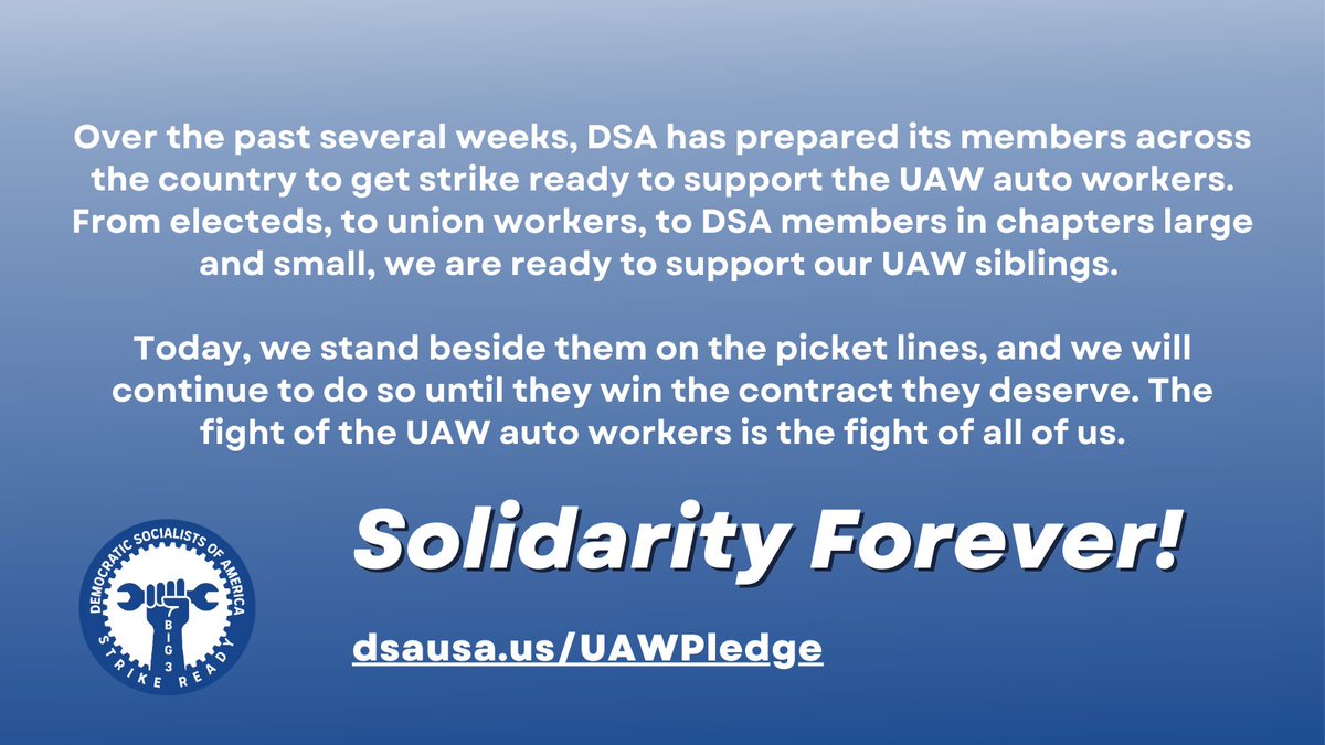 DemSocialists's tweet photo. Sign the pledge to support @UAW workers in their fight! https://t.co/7ZxK2cBrAN https://t.co/2T855Jpcah