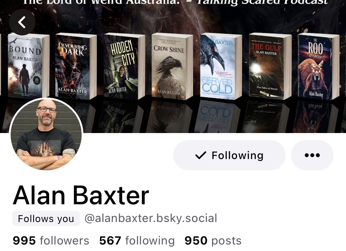 Hi all, @AlanBaxter has had his account suspended. You can find him at the other place. Please repost to make sure everyone sees