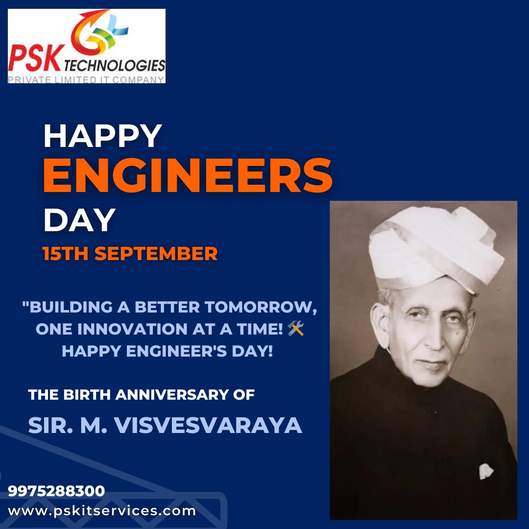 'Saluting the architects of our future, Happy Engineer's Day! 🌟🔧
.
.
.
.
.
.
.
.
#psktechnologies #psk #pskitservices #engineering #happyengineersday #visvesvaraya #hardware #canva #graphics #graphicdesign #digitalart