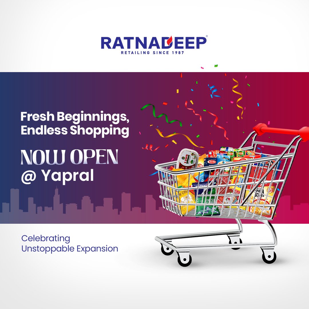 Ratnadeepretail's tweet photo. Yapral, are you ready? We're bringing convenience closer to you!
Discover fresh produce, and top-notch quality &amp; experience shopping at its finest.
See you there!
#Ratnadeep #Yapral #NewStore #OpeningToday #NowOpen #NewStoreLaunch #RatnadeepForYou #RatnadeepSupermarket #Hyderabad https://t.co/YMnkcxGPwR