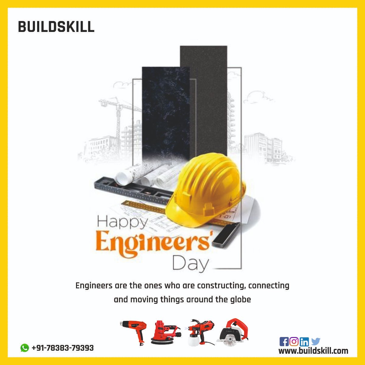 Buildskill_IND's tweet photo. Happy Engineers Day! We salute the nation's builders, innovators, and problem solvers. Together, we shape a brighter future. ๐ฎ๐ณ๐ทโโ๏ธ๐ง
#EngineersDay #buildskill #happyengineeringday #engineers #buildskilltools https://t.co/mvA71bSIHH