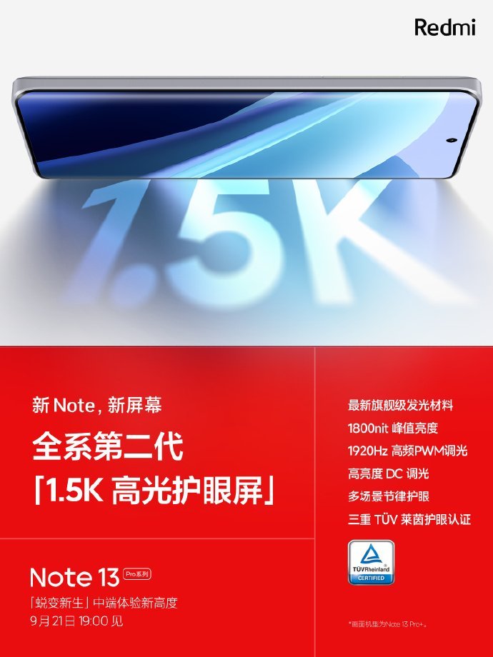 TechExploreX's tweet photo. Redmi Note 13 Pro+ 5G will feature a 1.5K display with an under-display fingerprint scanner.
#Xiaomi #Redmi #RedmiNote13ProPlus #RedmiNote13Series https://t.co/cs47U09TJ5