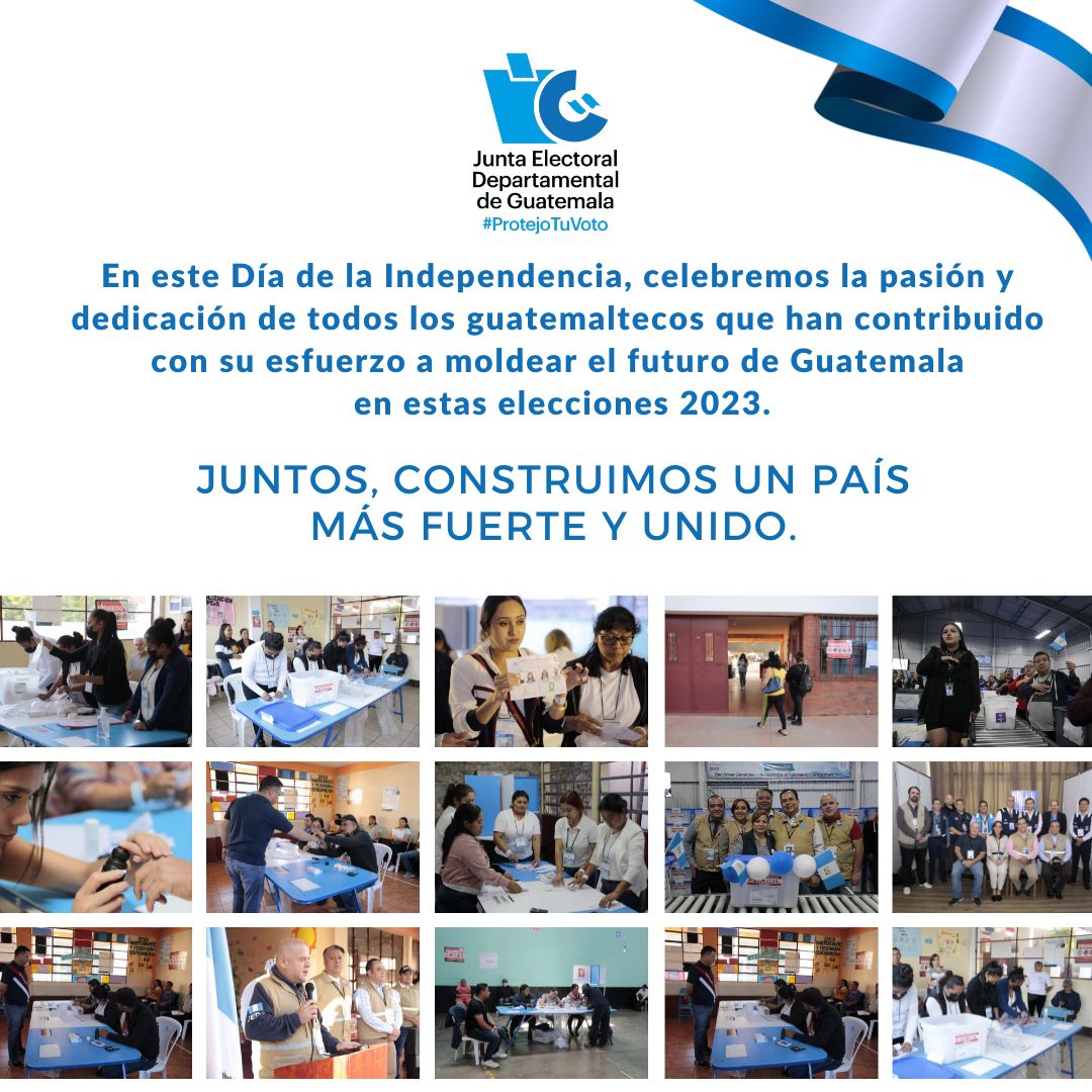 junta_electoral's tweet photo. Este Día de la Independencia, fusionamos pasado y presente: valorando la libertad y el fervor cívico que nos hace uno. Guatemala decide, avanza y se une más que nunca. 🇬🇹
#guate #indepencia #203años #GuateVota #LIBERTAD #protejotuvoto #SegundaVuelta #TuVotoCuenta https://t.co/1WzNpm0ks7