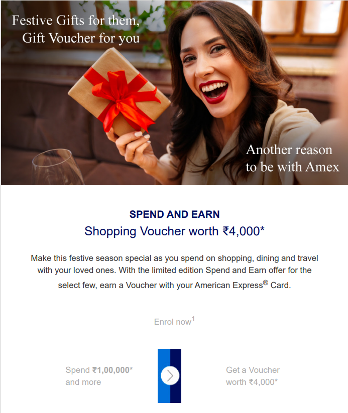 iSatendraSharma's tweet photo. #Amex #FestiveOffer #SpendBased

❗️Enrollment is mandatory 

I got below offer:
Card type: Plat Travel
Spent: INR 1 Lakh
Offering: Shopping Voucher INR 4,000
Offer Duration: from 15 Sep 2023 or the enrolment date (whichever is later) until 15 Nov 2023.
No other specific tnc :) https://t.co/PIFfYnV4qd
