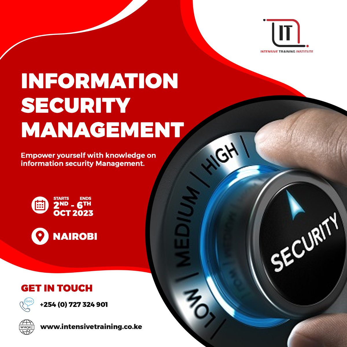 IntensiveTrain's tweet image. Level Up in Information Security Management! 🛡️🔒Learn how to implement and maintain effective information security policies and procedures with our training course.#InfoSecTraining #CybersecurityMasters