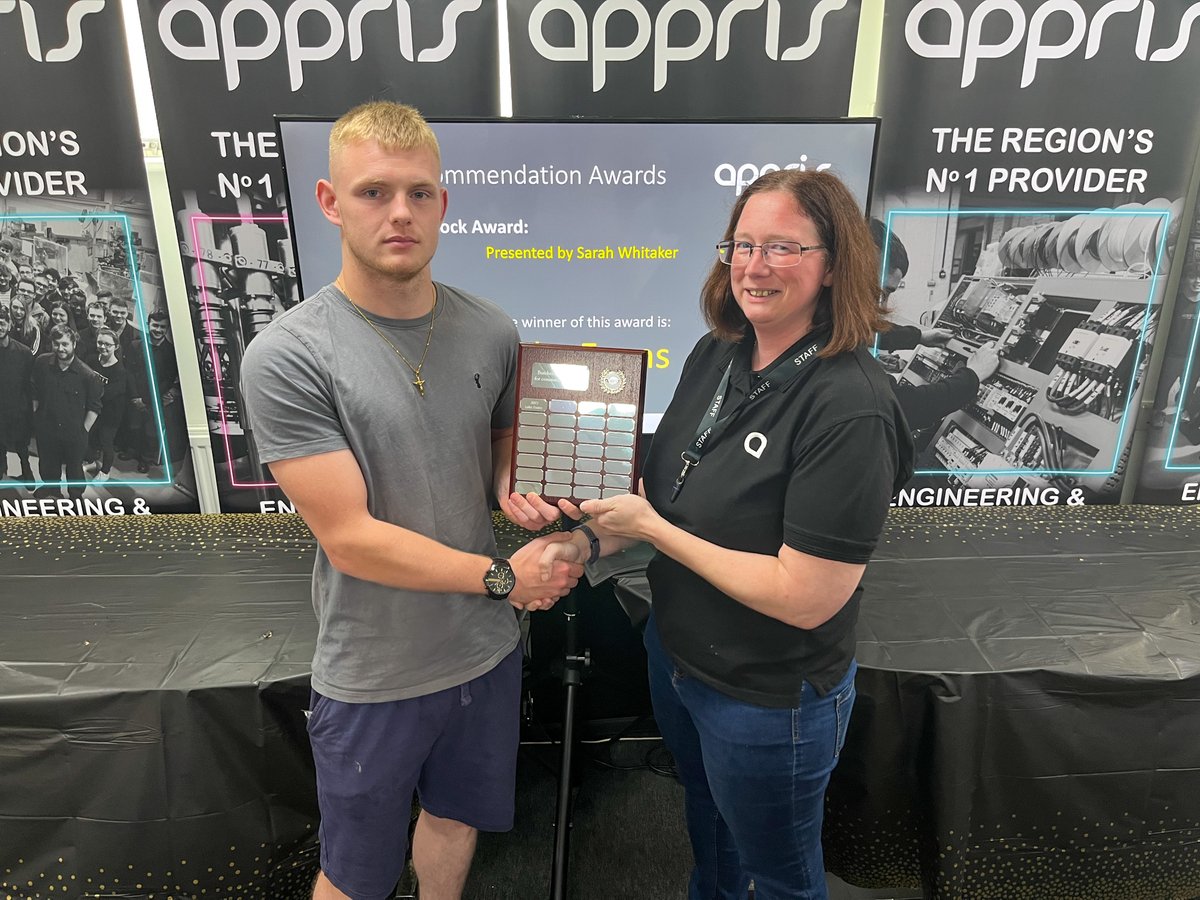 WinderPower's tweet photo. Appris Training Centre Awards - 2022-2023 🎉⭐

A massive congratulations and well done to Luke Evans who won and accepted the “Appris Butcher's Block apprenticeship award" which is a new perpetual award for apprentices at Appris.

Well done again to all our apprentices! https://t.co/XsmDDefxg5