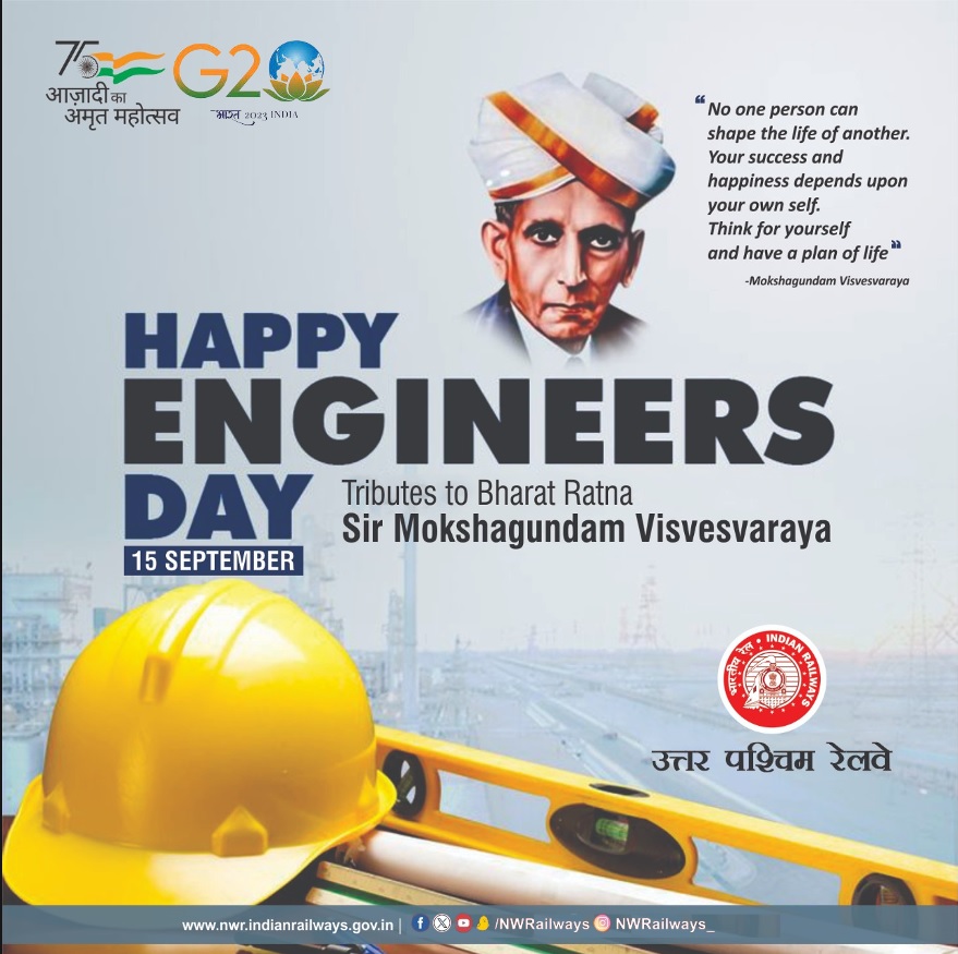NWRailways's tweet photo. #HappyEngineerday
Tribute to the magnificent engineering mind of the nation #BharatRatna Shri Mokshagundam Visvesvaraya
@RailMinIndia @AshwiniVaishnaw @DarshanaJardosh @raosahebdanve @DrmAjmer @drmbikaner @DRMJaipur https://t.co/m0odpAthz7