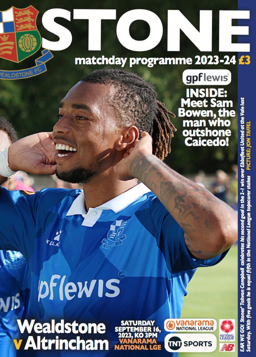 MarkHyde13's tweet image. Tomorrow's @WealdstoneFC v @altrinchamfc programme cover @NonLgeProgs #TomorrowsProgrammeToday @Inter_Alty1977  #BuyOne