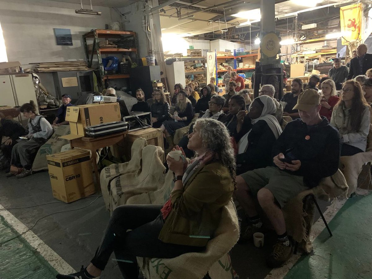ReelNewsLondon's tweet photo. #EverythingMustChange tour in Glasgow @GalGael last night; discussion included #UniteEMEC Construction rank and file, @Thisis_Rigged, @UbuntuGlasgow, @CND_Glasgow, campaign for free public transport, a seed sharing scheme, project to decolonise just transition processes and more https://t.co/9IQdr7IWCg