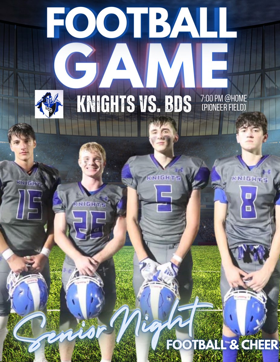 Friday Night Lights! ✨<a href="/LCCKnightsFB/">Lourdes Knights FB</a> vs. BDS <a href="/home/">Geneia@home</a> tonight … honoring our seniors participating in 🏈football and 📣cheer! Plus our Jr. Knights cheerleaders and middle school marching band will perform!  🎶 Be loud. Be proud. Go Kights! 💙