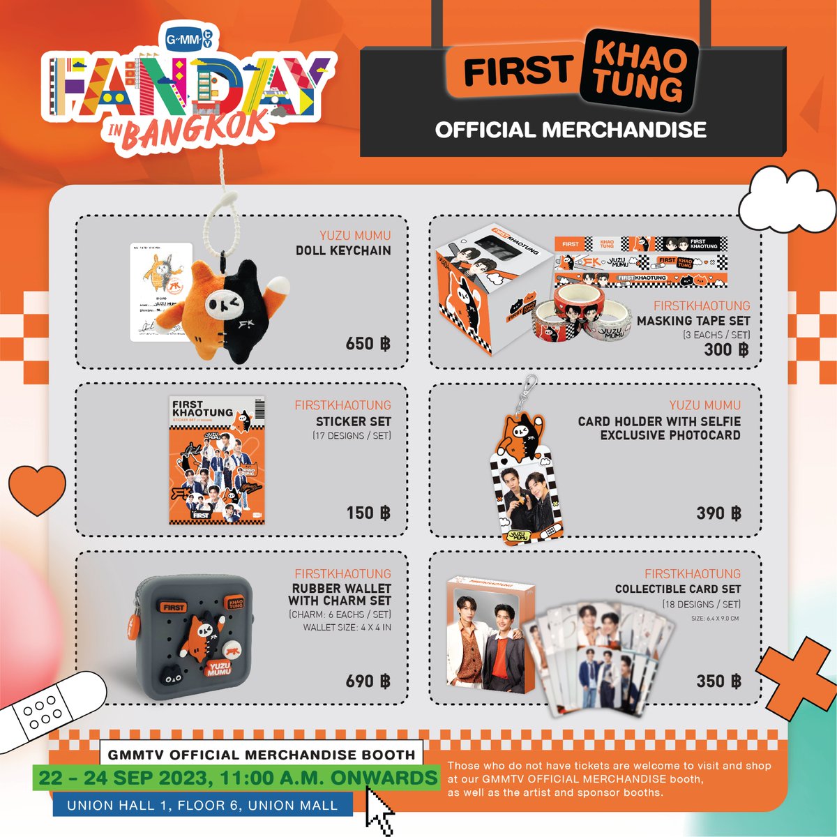 FIRSTKHAOTUNG OFFICIAL MERCHANDISE for the GMMTV Fanday in Bangkok