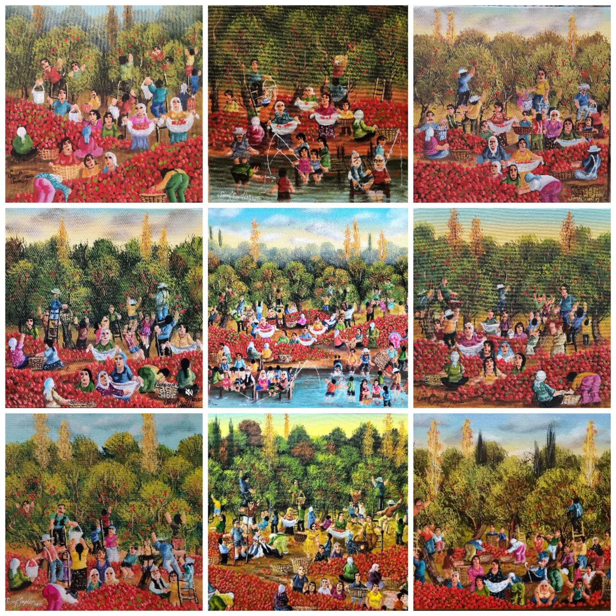 SerapSoyaltin's tweet photo. 🎨
Elma Ağaçları ve Toplayanlar
Apple Trees and Pickers
25*25 t.ü.y.b küçük işler
🍎
#serapsoyaltınart #serapsoyaltın #art #artist #paint #painter #oilpainting #colors #picture #table #apples #applepicker #appletrees https://t.co/tq04x4Hzzr
