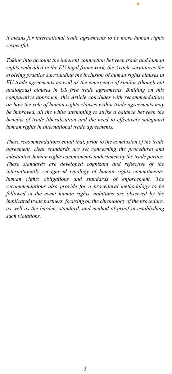 🚨😱 Thrilled that ‘Human Rights Respectful Trade’ authored with @P_VanElsuwege has found a 🏡with @BerkeleyIntLaw ☺️ This piece draws from a @Europarl_EN report we drafted last year and addresses how #human rights clauses can be made more effective through trade agreements