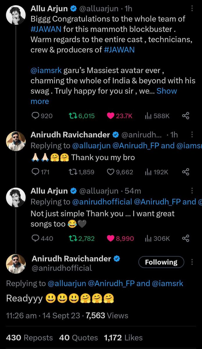 elton_offl's tweet photo. COMBO LOADING... 💥 #AAA #AlluArjun
+ #atleeDirector + #Anirudh
#Atlee revealed before #Jawan release that he is in discussions to collaborate with #AlluArjun! Looks like it will be happening real soon along with #Anirudh! https://t.co/7ReUqxDy9e