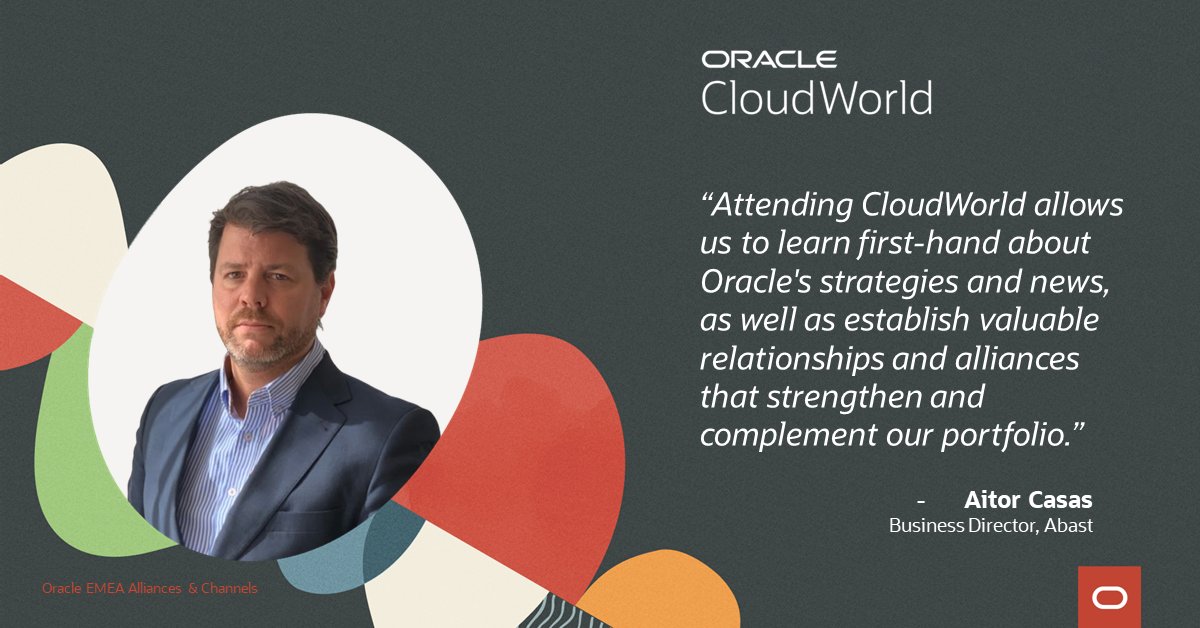 What do #emeapartners expect from <a href="/CloudWorld/">Oracle CloudWorld</a> 2023 in Las Vegas?

Find out what motivates Aitor Casas from <a href="/AbastGrup/">ABAST</a> to join #CloudWorld: