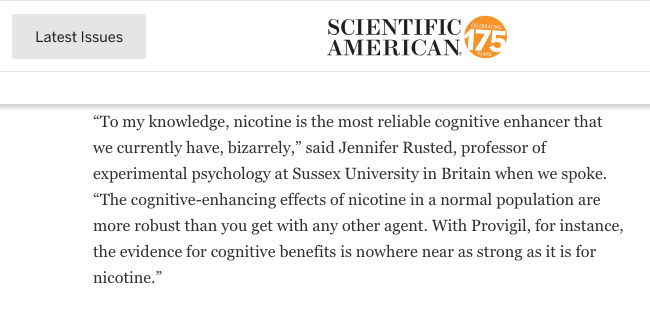 AdamSinger's tweet photo. Adderall and marijuana: wrecking dopaminergic pathways; neuropsychological decline 

Nicotine and coffee: neuroprotectant; sustainable energy

[note for annoying people: I do think all these should be legal and consenting adults free to choose] https://t.co/six5DugLz6